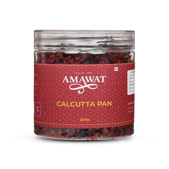 Amawat Calcutta Pan with sweet, Delicious and Juicy ingredients are a traditional iconic mouth freshener in India. Calcutta pan is a fusion of Fennel seeds, Dry dates, Gulkand, Pan leaf,etc. Kolkata pan mouth freshner  acts as an Appetizer.  Calcutta paan mukhwas strengthens the digestive process and also promotes absorption of nutrients